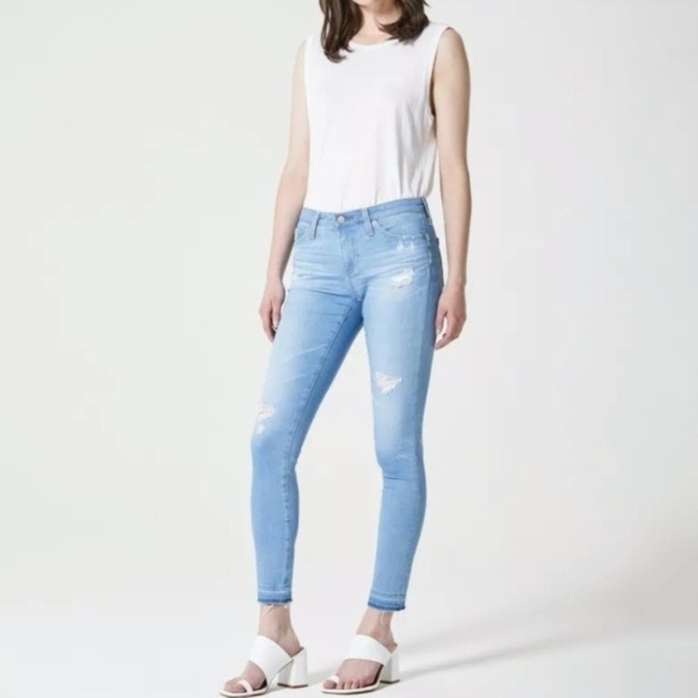 AG Adriano Goldschmied Legging Ankle Jeans 27 Freshwater‎ Destructed Skinny FCD